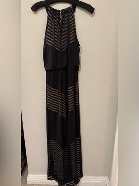 INC International Concepts Black Striped Sheer Halter Dress